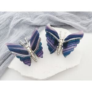 Rainbow Fluorite Butterfly Wings Crystal Carving